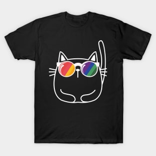 Cat Lover Pride Sunglasses Gay Pride LGBTQ+ Funny T-Shirt